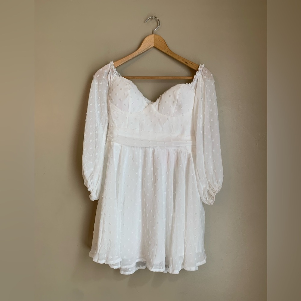 Hello Molly White Dress sweetheart neckline graduation bridal bachelorette
